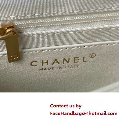 Chanel Grained Calfskin  &  Gold-Tone Metal Chain Backpack Bag AS4490 White 2023